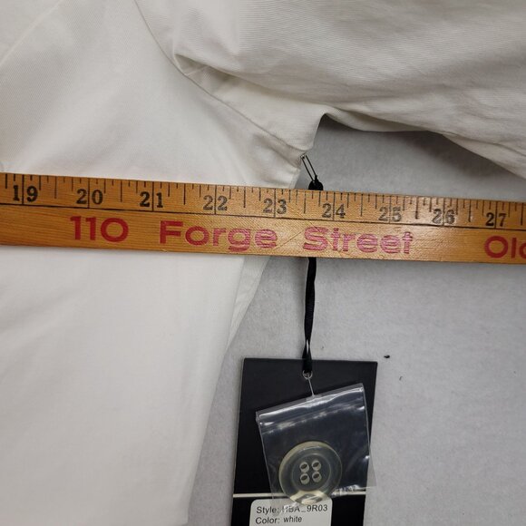 Casual Studio White Ruched Front Button-Up Blazer Jacket XL Lined Shoulder Pads - Picture 8 of 10